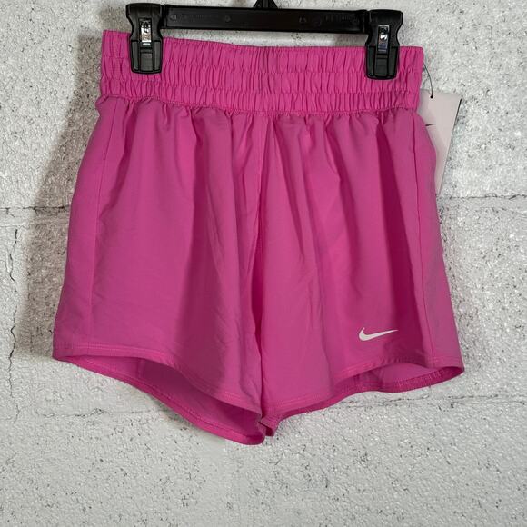 Nike One Women's Dri-FIT High-Waisted 3" Brief-Lined Shorts Playful Pink XS - Picture 1 of 6